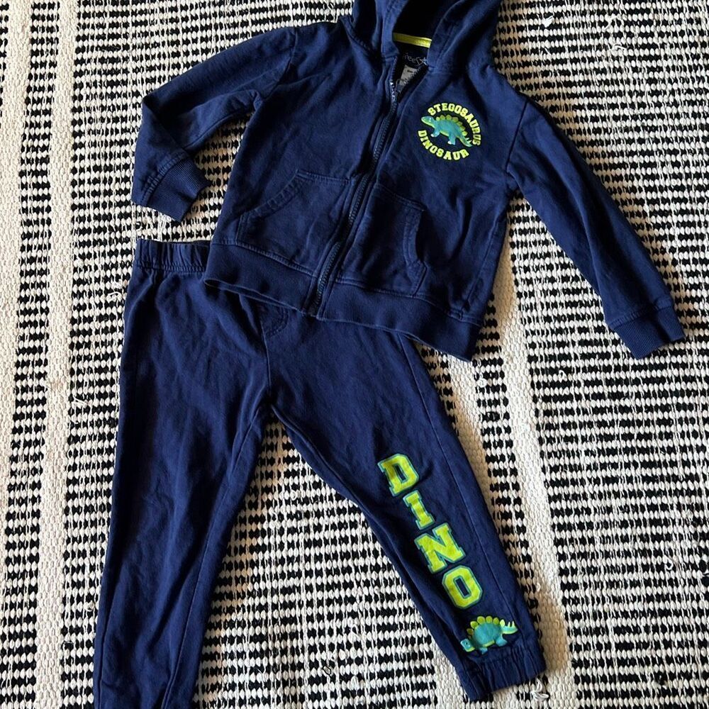 Freestyle Size 4 blue dinaosur boys 2 piece sweat pants and hoodie